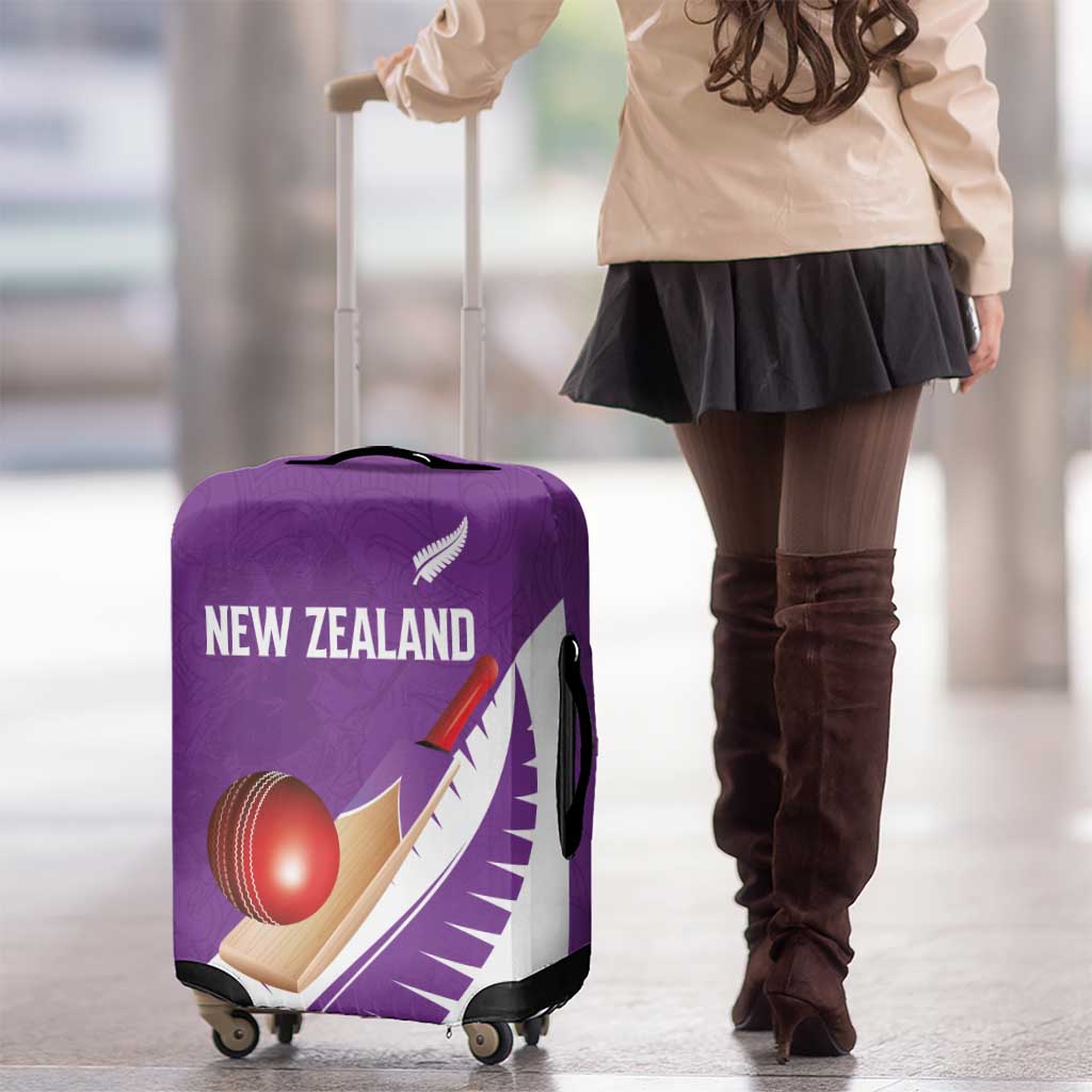 New Zealand Cricket Luggage Cover Kiwi Birds Haka Dance Purple Fern Sporty Style
