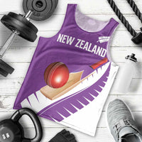 Custom New Zealand Cricket Men Tank Top Kiwi Birds Haka Dance Purple Fern Sporty Style LT03 - Polynesian Pride
