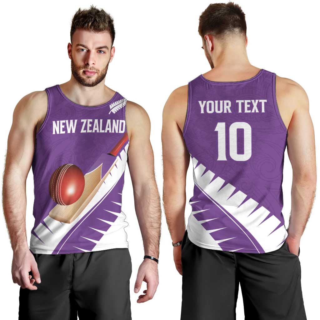 Custom New Zealand Cricket Men Tank Top Kiwi Birds Haka Dance Purple Fern Sporty Style LT03 - Polynesian Pride