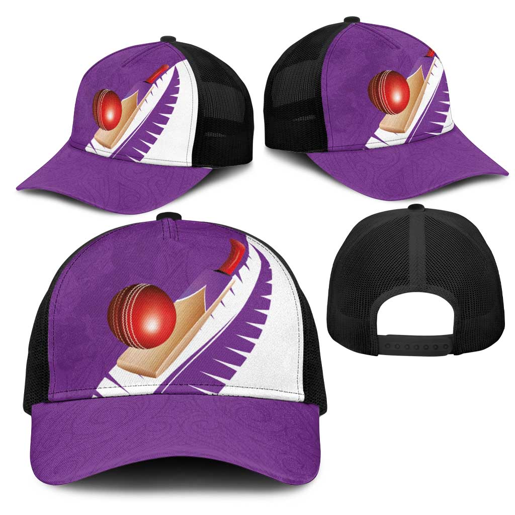 New Zealand Cricket Mesh Trucker Cap Kiwi Birds Haka Dance Purple Fern Sporty Style LT03 - Polynesian Pride