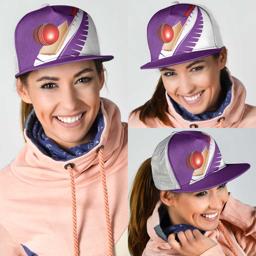 New Zealand Cricket Mesh Trucker Cap Kiwi Birds Haka Dance Purple Fern Sporty Style LT03 - Polynesian Pride
