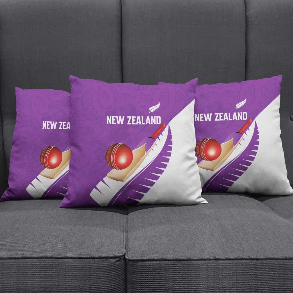 New Zealand Cricket Pillow Cover Kiwi Birds Haka Dance Purple Fern Sporty Style LT03 - Polynesian Pride