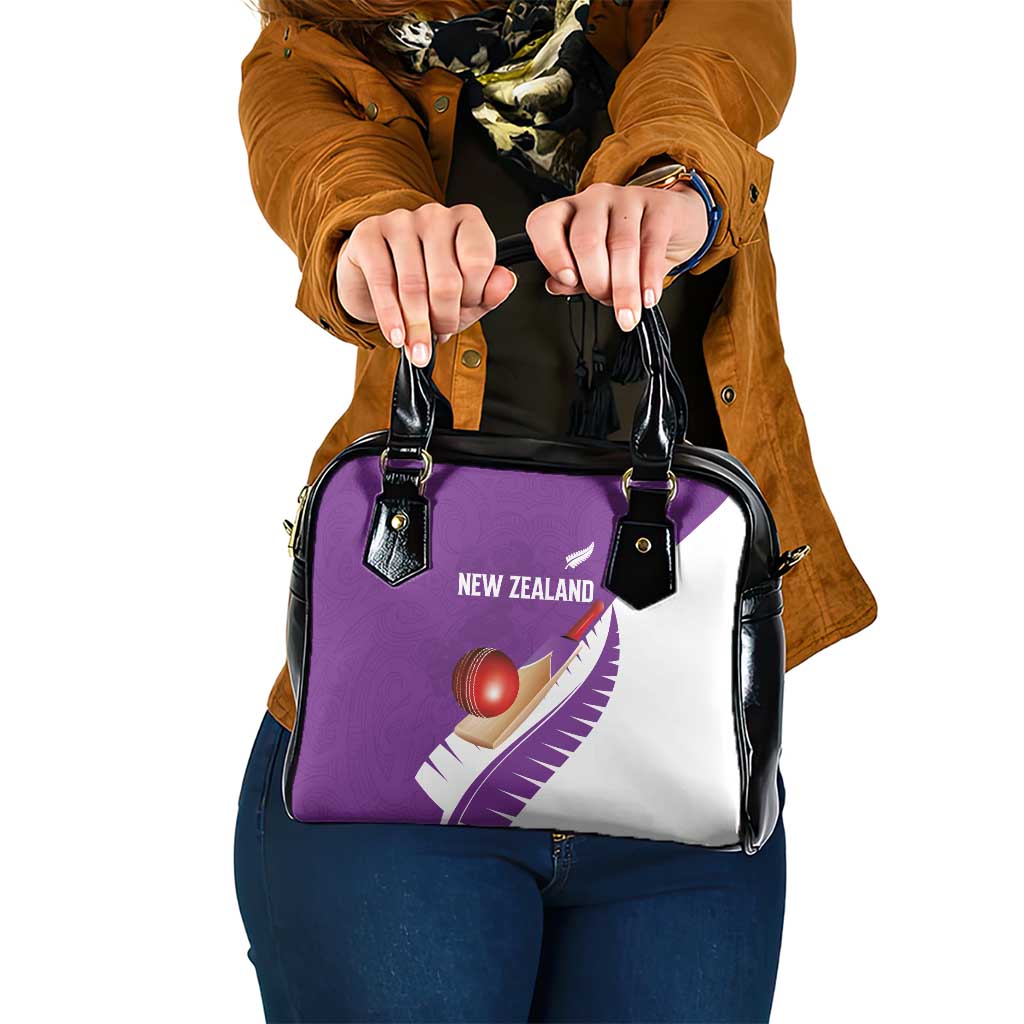 New Zealand Cricket Shoulder Handbag Kiwi Birds Haka Dance Purple Fern Sporty Style LT03 One Size Purple - Polynesian Pride