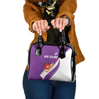 New Zealand Cricket Shoulder Handbag Kiwi Birds Haka Dance Purple Fern Sporty Style LT03 One Size Purple - Polynesian Pride