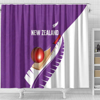 New Zealand Cricket Shower Curtain Kiwi Birds Haka Dance Purple Fern Sporty Style LT03 - Polynesian Pride