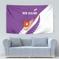 New Zealand Cricket Tapestry Kiwi Birds Haka Dance Purple Fern Sporty Style