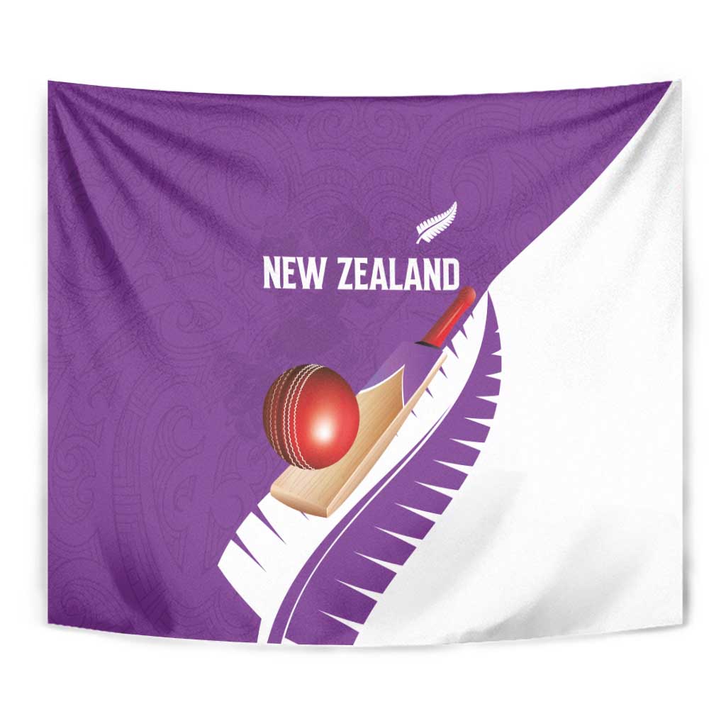 New Zealand Cricket Tapestry Kiwi Birds Haka Dance Purple Fern Sporty Style