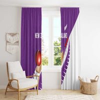 New Zealand Cricket Window Curtain Kiwi Birds Haka Dance Purple Fern Sporty Style LT03 - Polynesian Pride