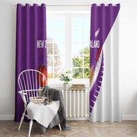 New Zealand Cricket Window Curtain Kiwi Birds Haka Dance Purple Fern Sporty Style LT03 - Polynesian Pride