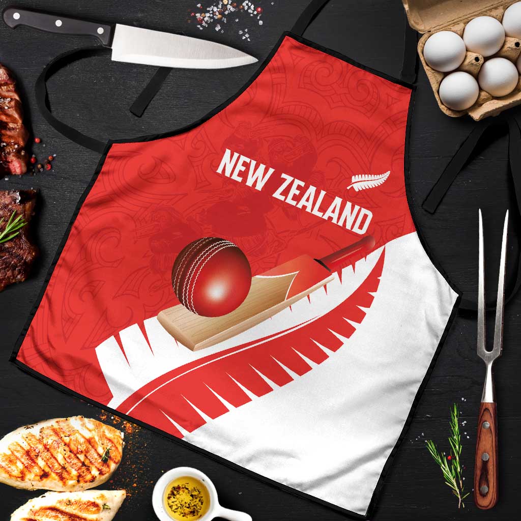 New Zealand Cricket Apron Kiwi Birds Haka Dance Red Fern Sporty Style LT03 Red - Polynesian Pride