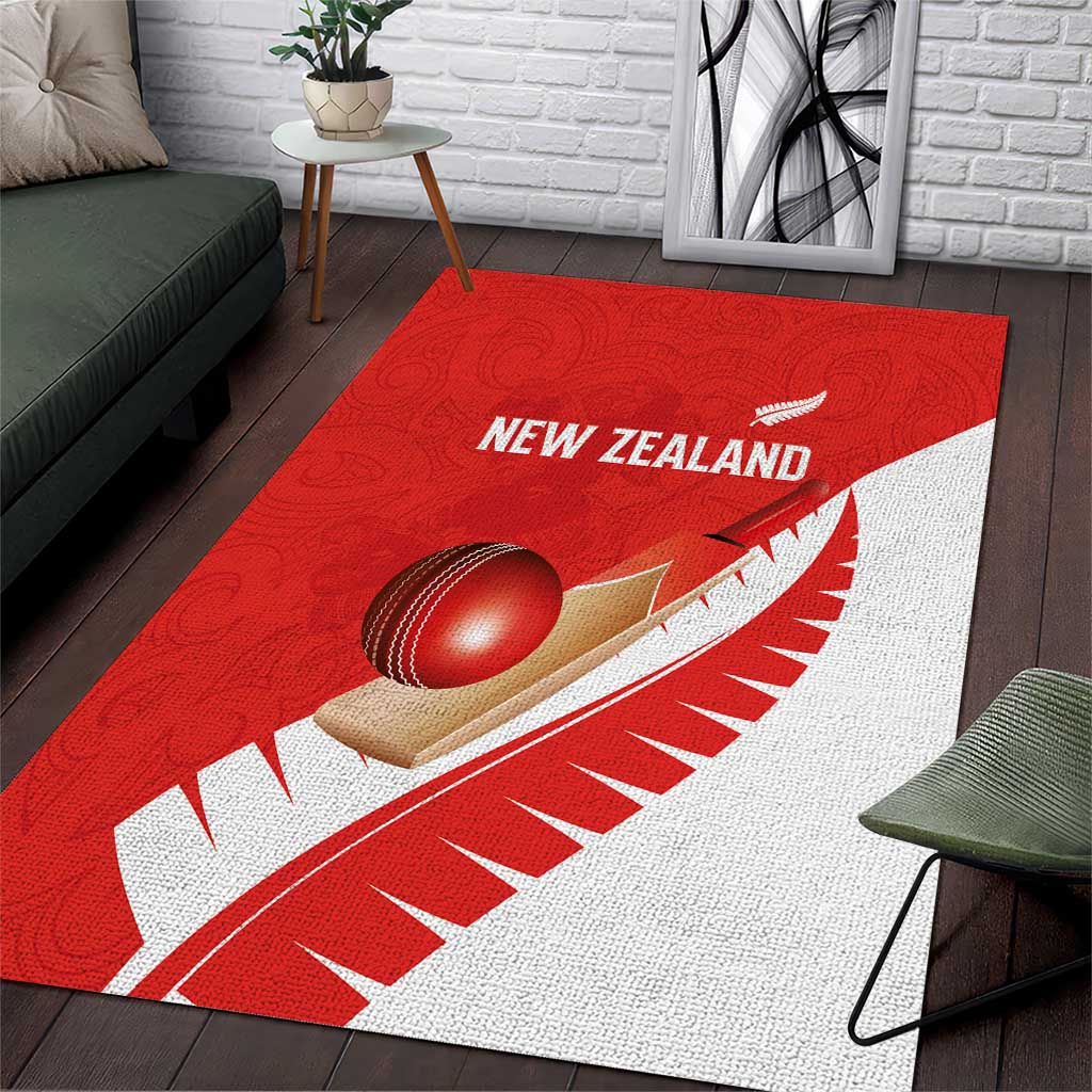 New Zealand Cricket Area Rug Kiwi Birds Haka Dance Red Fern Sporty Style LT03 Red - Polynesian Pride
