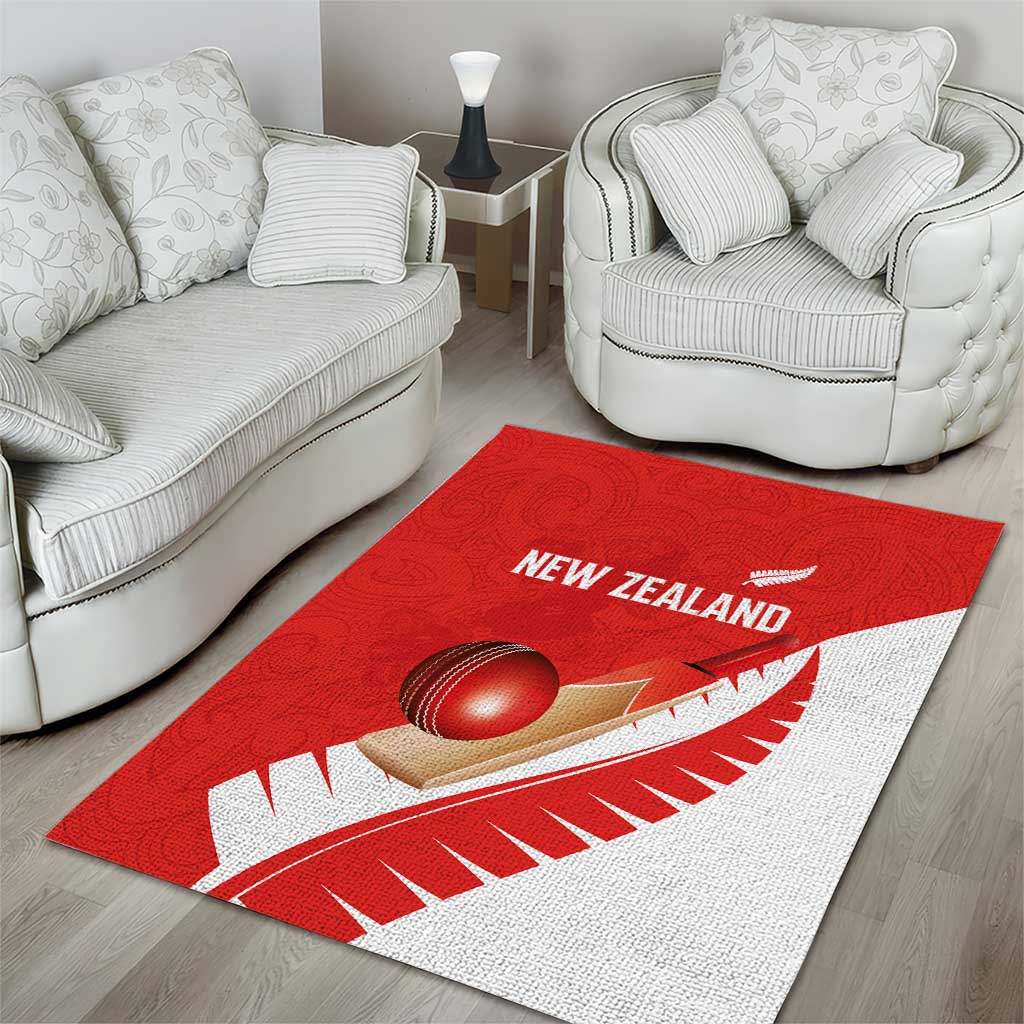 New Zealand Cricket Area Rug Kiwi Birds Haka Dance Red Fern Sporty Style LT03 - Polynesian Pride
