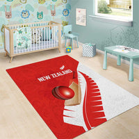 New Zealand Cricket Area Rug Kiwi Birds Haka Dance Red Fern Sporty Style LT03 - Polynesian Pride