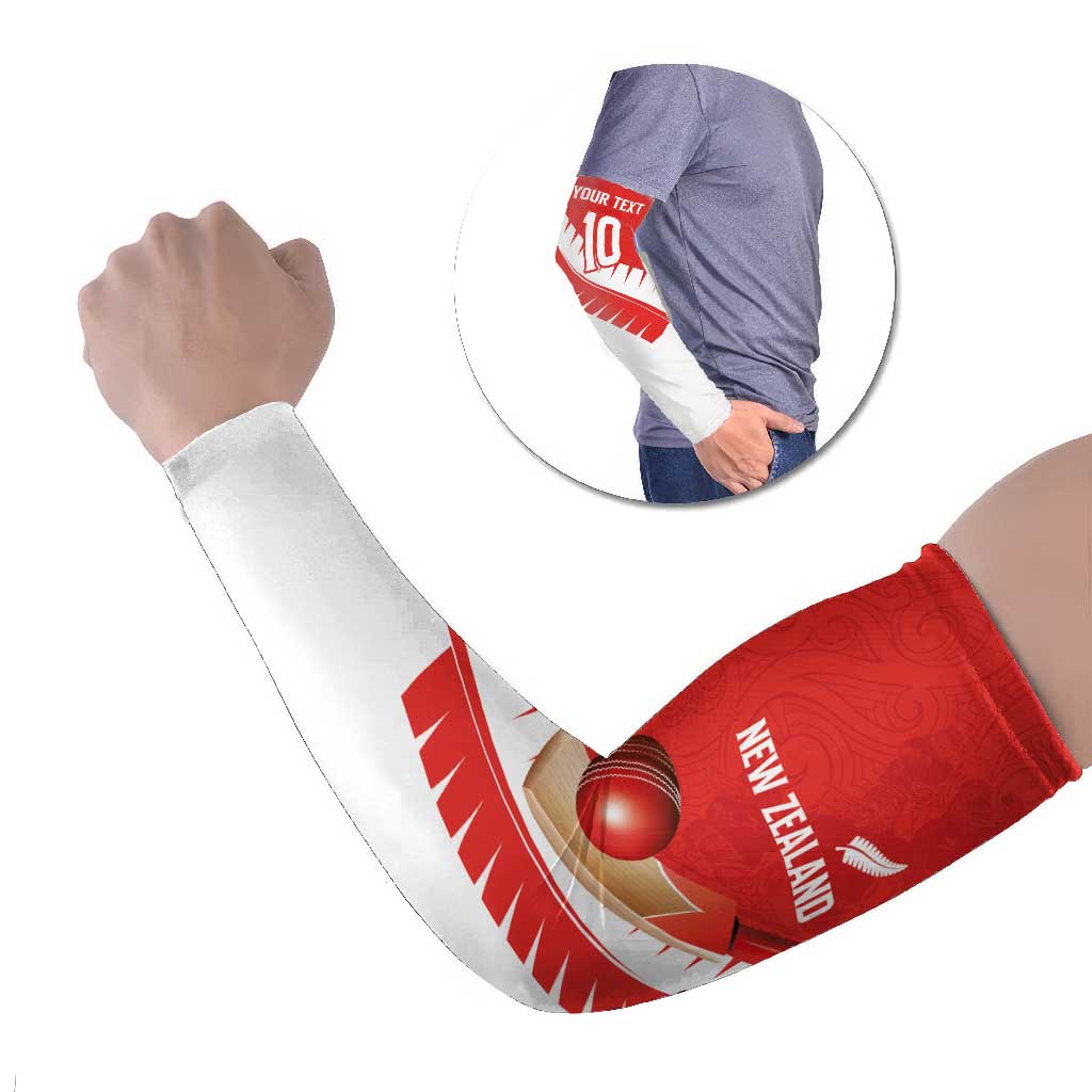 Custom New Zealand Cricket Arm Sleeves Kiwi Birds Haka Dance Red Fern Sporty Style LT03 Set of 2 Red - Polynesian Pride