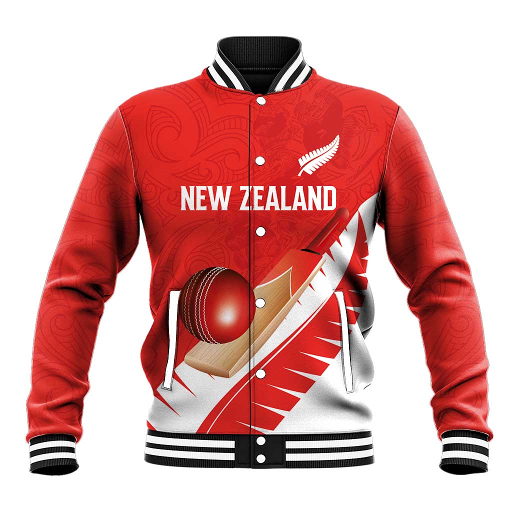 Custom New Zealand Cricket Baseball Jacket Kiwi Birds Haka Dance Red Fern Sporty Style LT03 Unisex Red - Polynesian Pride