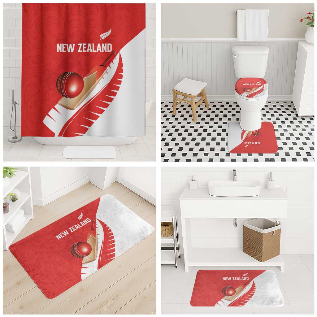 New Zealand Cricket Bathroom Set Kiwi Birds Haka Dance Red Fern Sporty Style LT03 - Polynesian Pride
