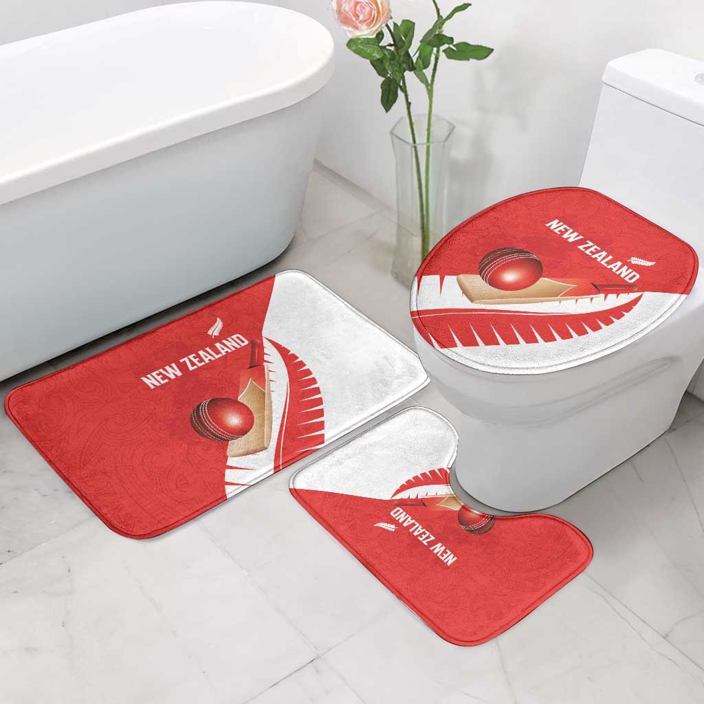 New Zealand Cricket Bathroom Set Kiwi Birds Haka Dance Red Fern Sporty Style LT03 - Polynesian Pride