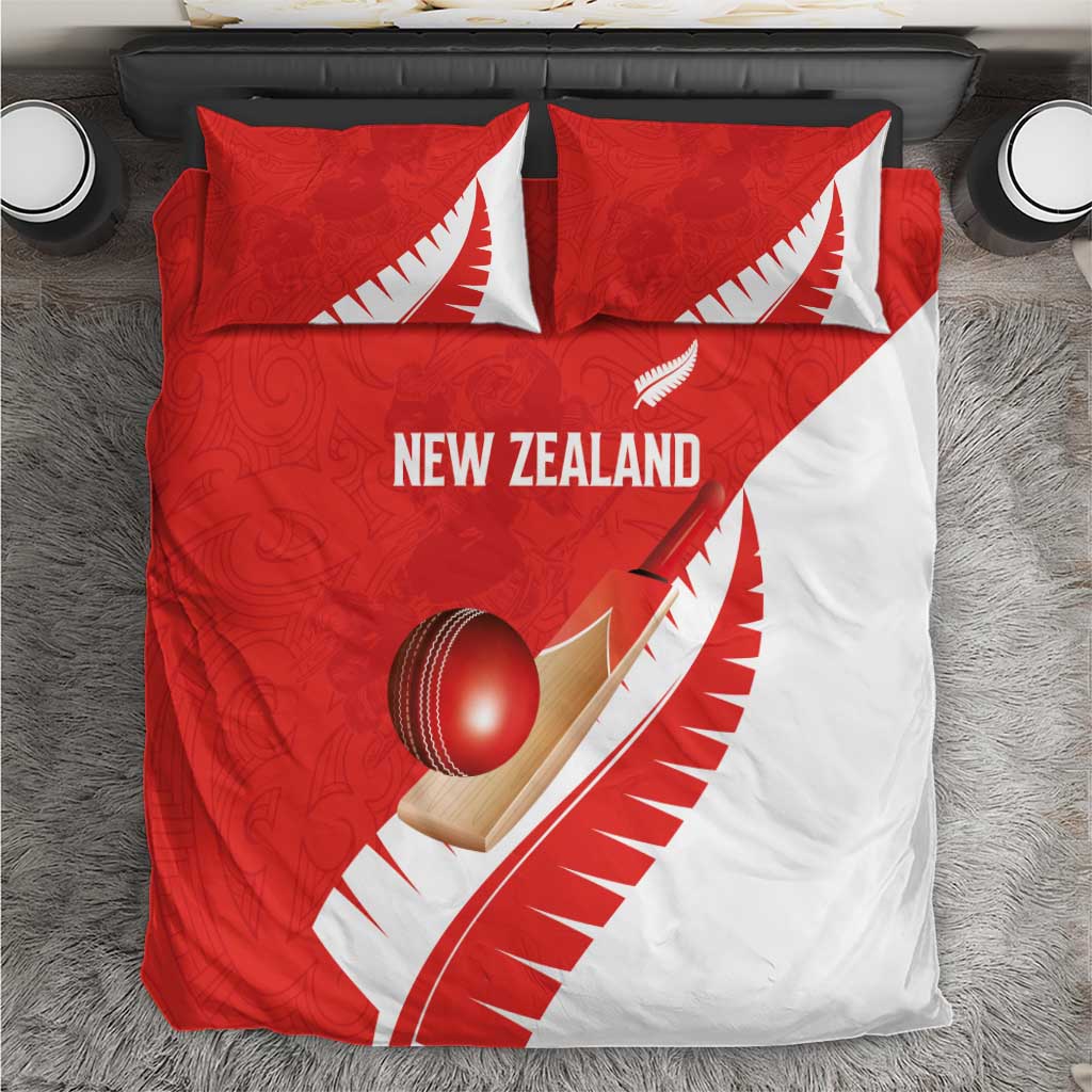 New Zealand Cricket Bedding Set Kiwi Birds Haka Dance Red Fern Sporty Style LT03 Red - Polynesian Pride