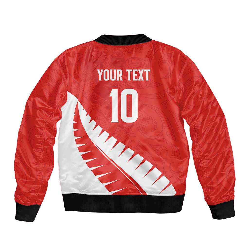 Custom New Zealand Cricket Bomber Jacket Kiwi Birds Haka Dance Red Fern Sporty Style LT03 - Polynesian Pride