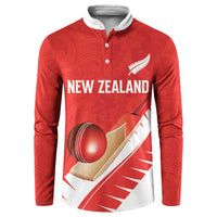 Custom New Zealand Cricket Button Sweatshirt Kiwi Birds Haka Dance Red Fern Sporty Style LT03 Red - Polynesian Pride