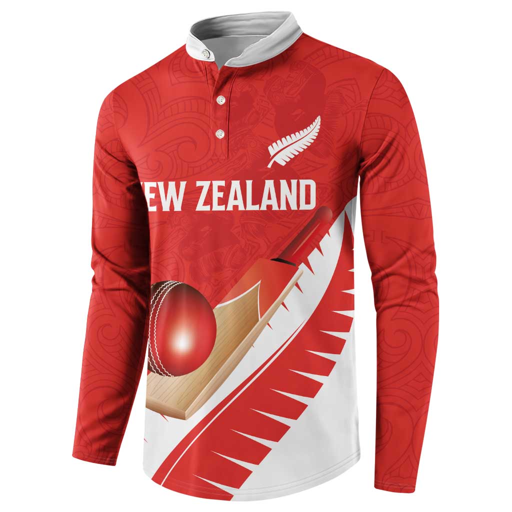 Custom New Zealand Cricket Button Sweatshirt Kiwi Birds Haka Dance Red Fern Sporty Style LT03 - Polynesian Pride