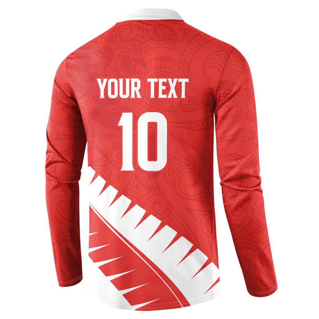Custom New Zealand Cricket Button Sweatshirt Kiwi Birds Haka Dance Red Fern Sporty Style LT03 - Polynesian Pride