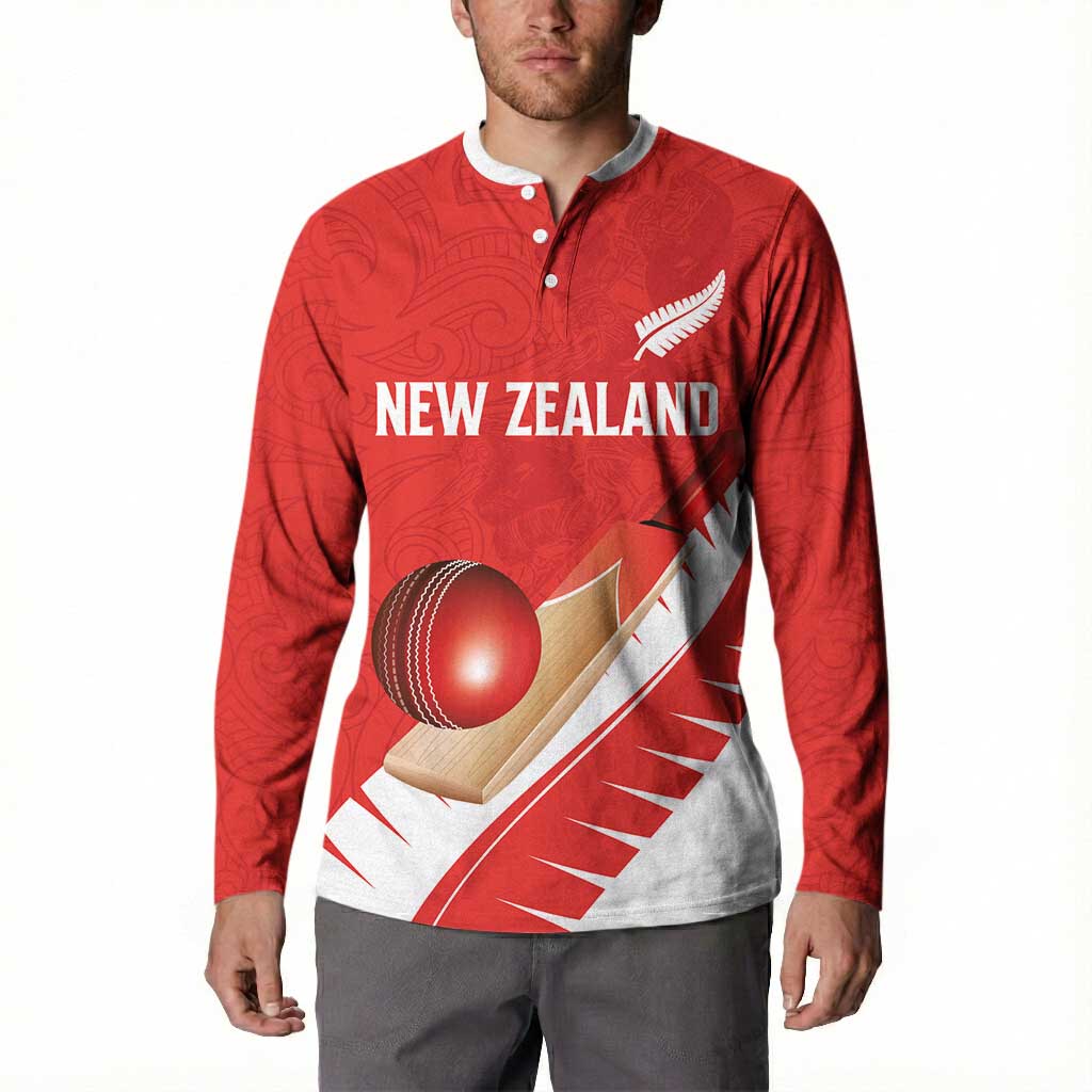 Custom New Zealand Cricket Button Sweatshirt Kiwi Birds Haka Dance Red Fern Sporty Style LT03 - Polynesian Pride