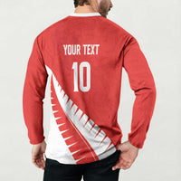 Custom New Zealand Cricket Button Sweatshirt Kiwi Birds Haka Dance Red Fern Sporty Style LT03 - Polynesian Pride