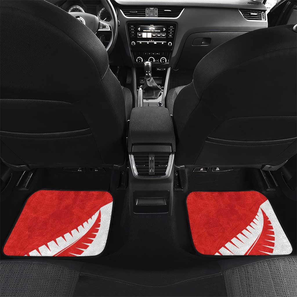 Custom New Zealand Cricket Car Mats Kiwi Birds Haka Dance Red Fern Sporty Style LT03 Set 2pcs - Back Red - Polynesian Pride