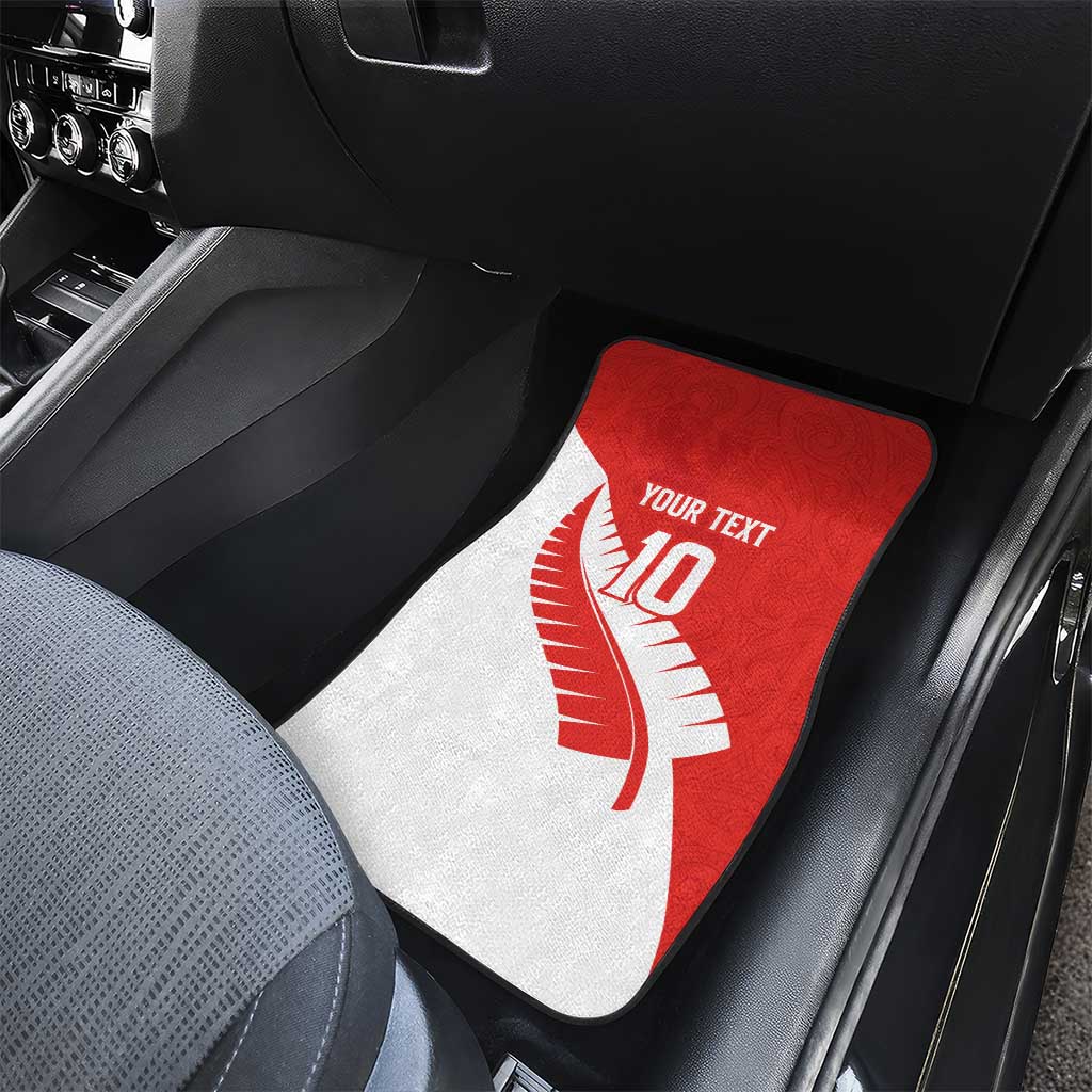 Custom New Zealand Cricket Car Mats Kiwi Birds Haka Dance Red Fern Sporty Style LT03 - Polynesian Pride