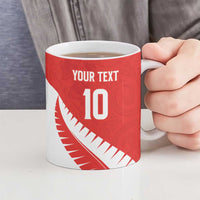 Custom New Zealand Cricket Ceramic Mug Kiwi Birds Haka Dance Red Fern Sporty Style LT03 - Polynesian Pride