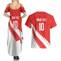 Custom New Zealand Cricket Couples Matching Summer Maxi Dress and Hawaiian Shirt Kiwi Birds Haka Dance Red Fern Sporty Style LT03 - Polynesian Pride