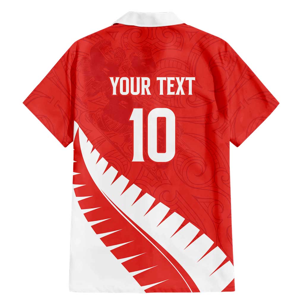 Custom New Zealand Cricket Family Matching Off Shoulder Short Dress and Hawaiian Shirt Kiwi Birds Haka Dance Red Fern Sporty Style LT03 - Polynesian Pride