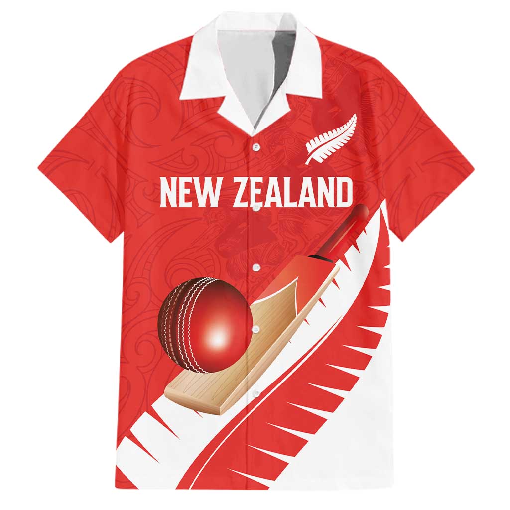 Custom New Zealand Cricket Family Matching Short Sleeve Bodycon Dress and Hawaiian Shirt Kiwi Birds Haka Dance Red Fern Sporty Style LT03 Dad's Shirt - Short Sleeve Red - Polynesian Pride