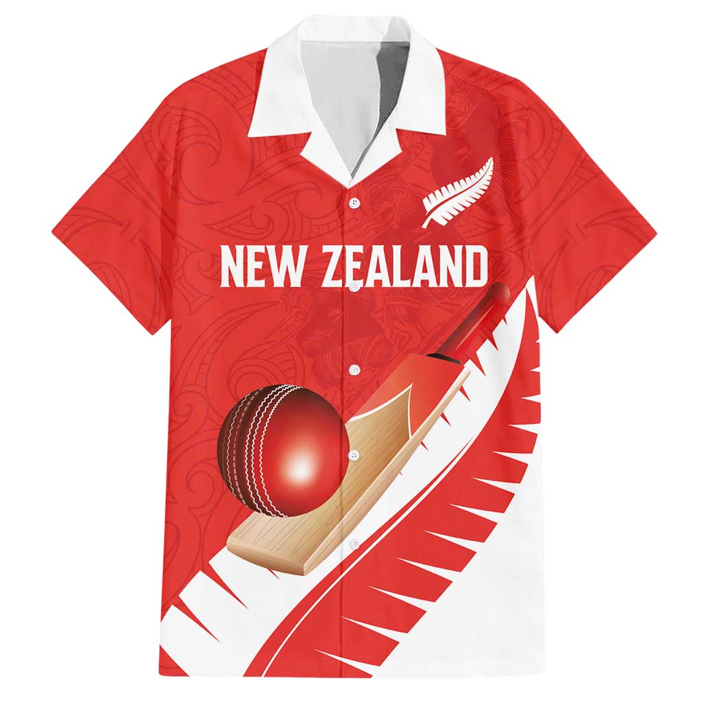 Custom New Zealand Cricket Hawaiian Shirt Kiwi Birds Haka Dance Red Fern Sporty Style LT03 Red - Polynesian Pride