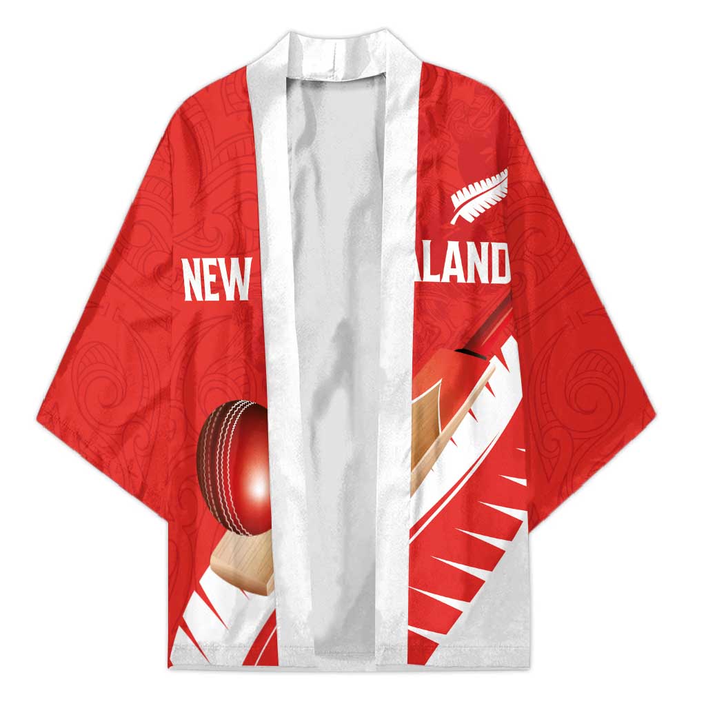 Custom New Zealand Cricket Kimono Kiwi Birds Haka Dance Red Fern Sporty Style LT03 Unisex Red - Polynesian Pride