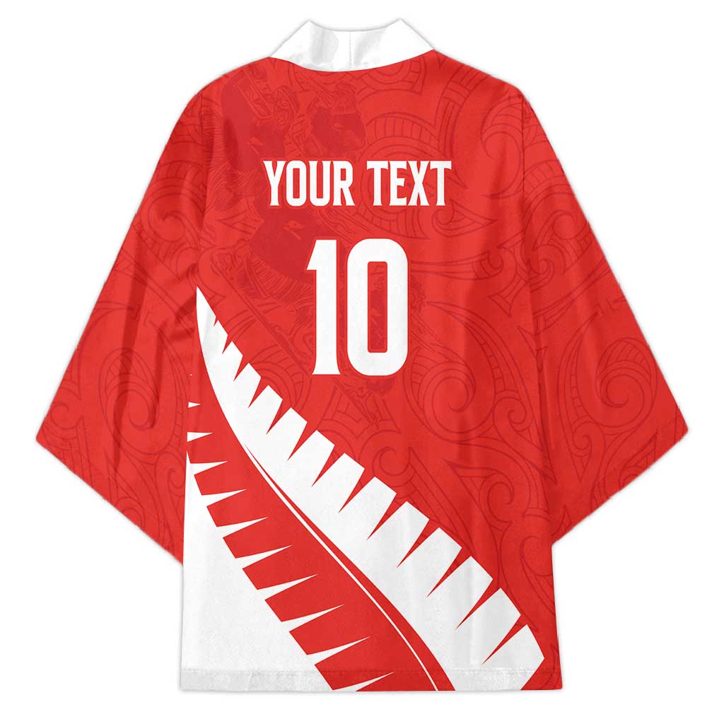 Custom New Zealand Cricket Kimono Kiwi Birds Haka Dance Red Fern Sporty Style LT03 - Polynesian Pride