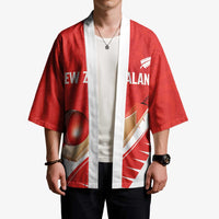 Custom New Zealand Cricket Kimono Kiwi Birds Haka Dance Red Fern Sporty Style LT03 - Polynesian Pride