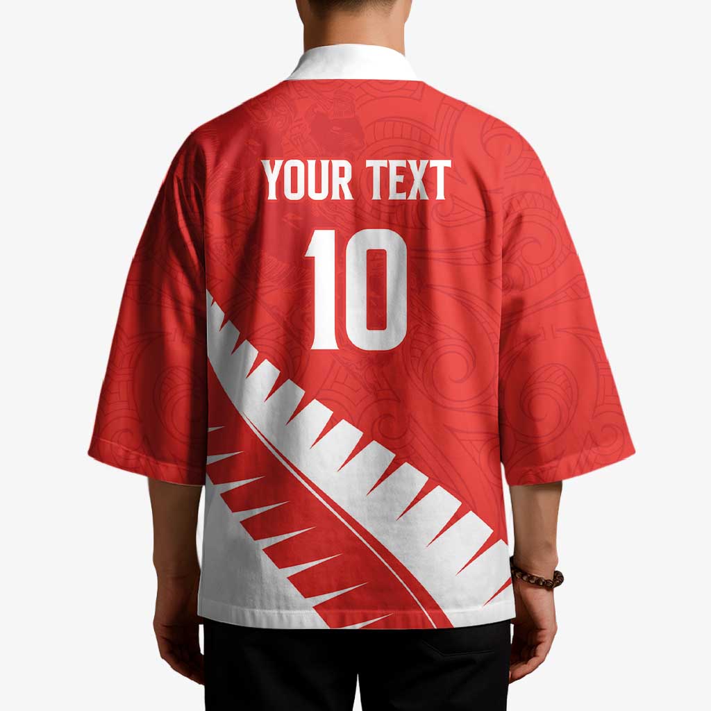 Custom New Zealand Cricket Kimono Kiwi Birds Haka Dance Red Fern Sporty Style LT03 - Polynesian Pride