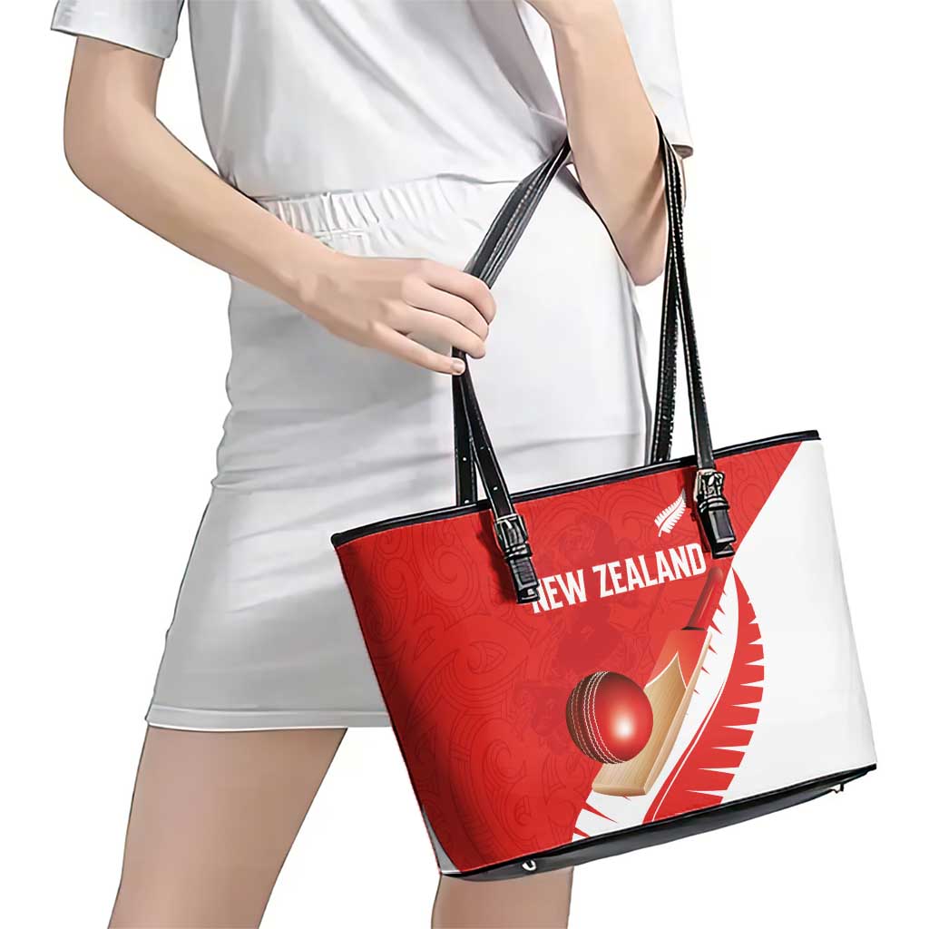 New Zealand Cricket Leather Tote Bag Kiwi Birds Haka Dance Red Fern Sporty Style LT03 - Polynesian Pride