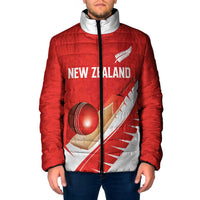 Custom New Zealand Cricket Padded Jacket Kiwi Birds Haka Dance Red Fern Sporty Style LT03 Men Red - Polynesian Pride