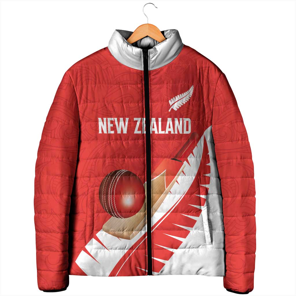 Custom New Zealand Cricket Padded Jacket Kiwi Birds Haka Dance Red Fern Sporty Style LT03 - Polynesian Pride