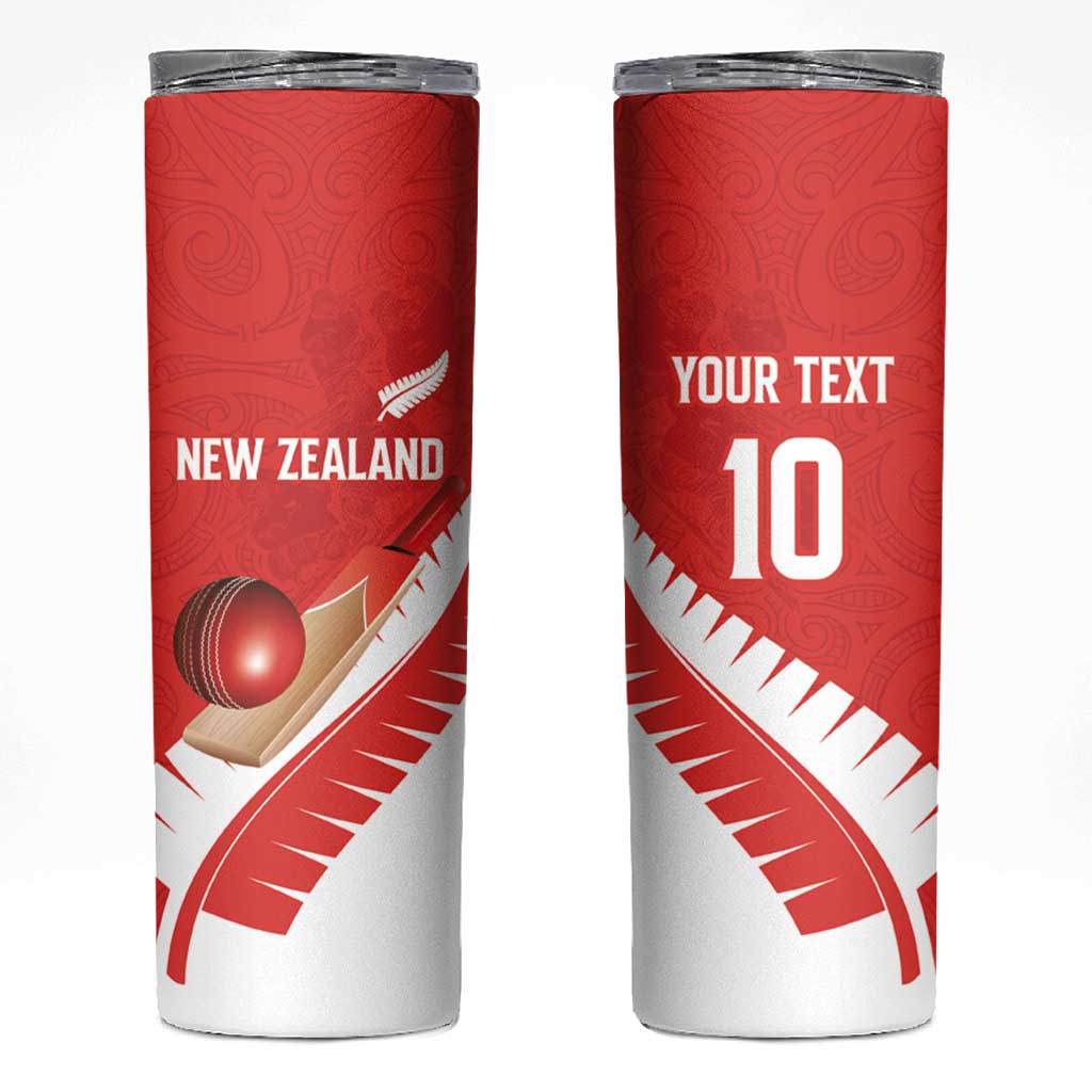 Custom New Zealand Cricket Skinny Tumbler Kiwi Birds Haka Dance Red Fern Sporty Style LT03 Red - Polynesian Pride