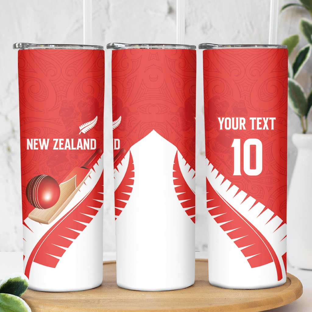 Custom New Zealand Cricket Skinny Tumbler Kiwi Birds Haka Dance Red Fern Sporty Style LT03 - Polynesian Pride