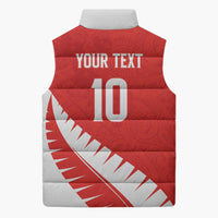 Custom New Zealand Cricket Sleeveless Puffer Jacket Kiwi Birds Haka Dance Red Fern Sporty Style LT03 - Polynesian Pride
