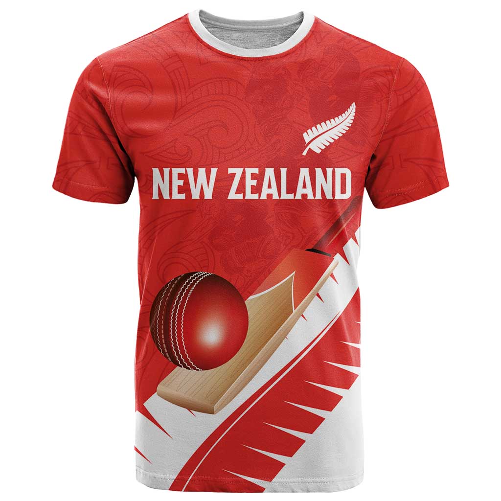 Custom New Zealand Cricket T Shirt Kiwi Birds Haka Dance Red Fern Sporty Style LT03 Red - Polynesian Pride
