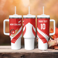 Custom New Zealand Cricket Tumbler With Handle Kiwi Birds Haka Dance Red Fern Sporty Style LT03 - Polynesian Pride