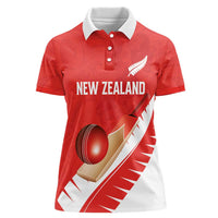 Custom New Zealand Cricket Women Polo Shirt Kiwi Birds Haka Dance Red Fern Sporty Style LT03 Female Red - Polynesian Pride
