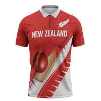 Custom New Zealand Cricket Zipper Polo Shirt Kiwi Birds Haka Dance Red Fern Sporty Style LT03 Red - Polynesian Pride