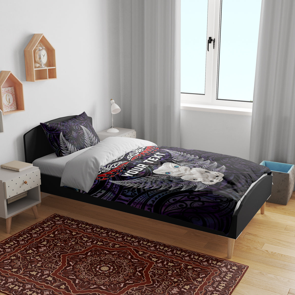 New Zealand Hei Tiki Bedding Set Maori Purple Papua Shell Pattern LT03 - Polynesian Pride